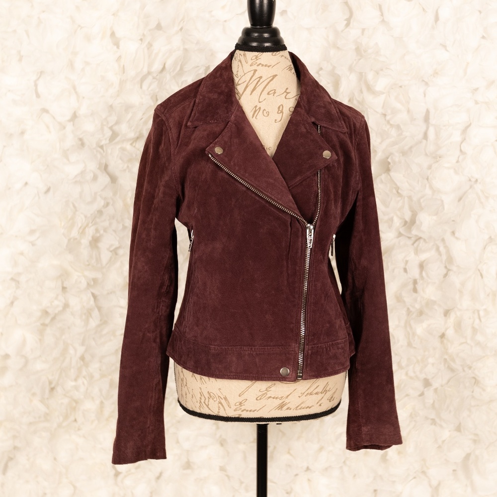 BLank NYC Burgundy Suede Moto Jacket XL